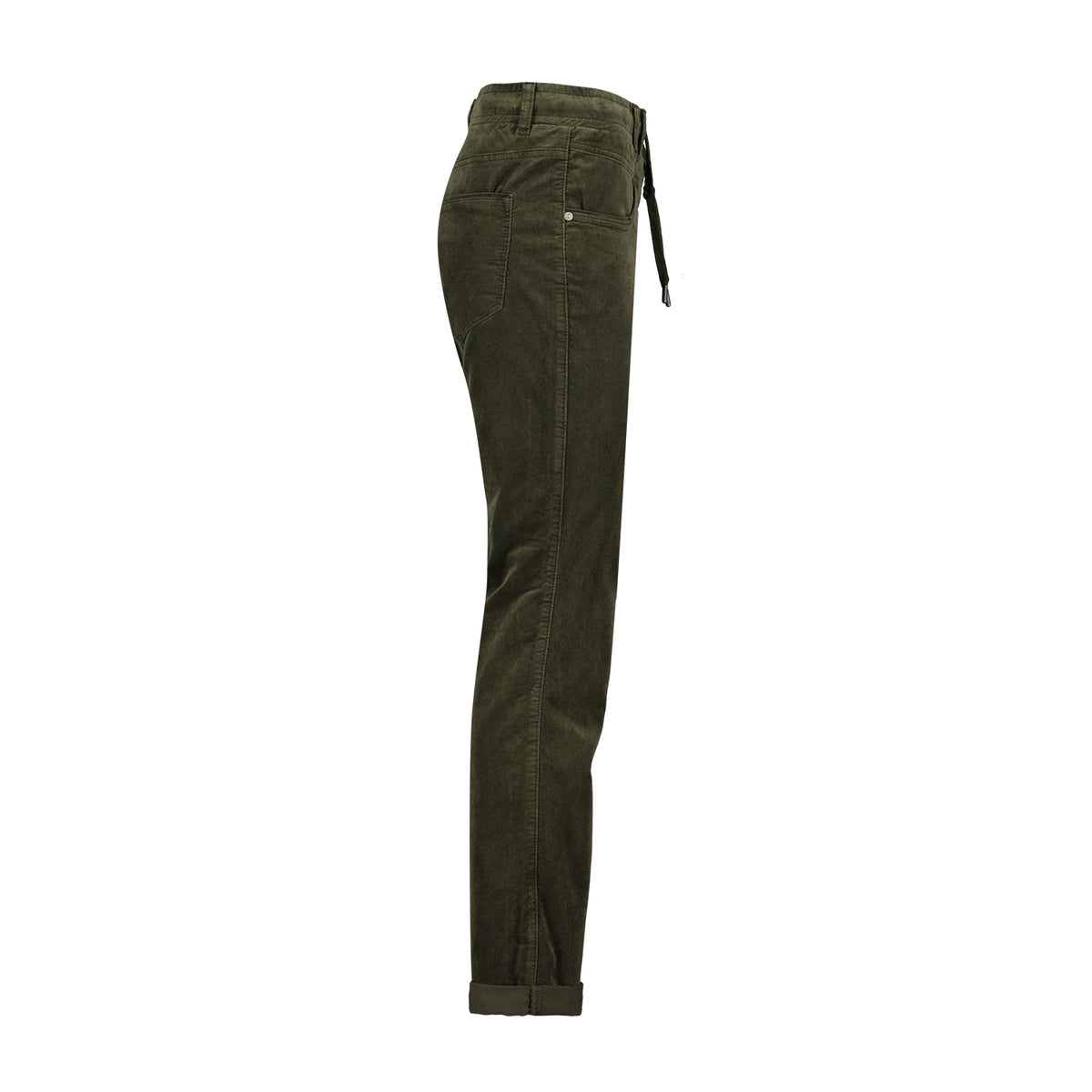 SRB4322 Army/Green Tessy Velvet Trouser Red Button