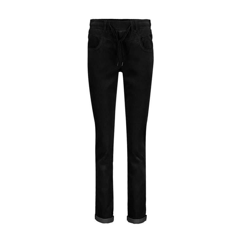 SRB4322 Black Tessy Velvet Trouser Red Button