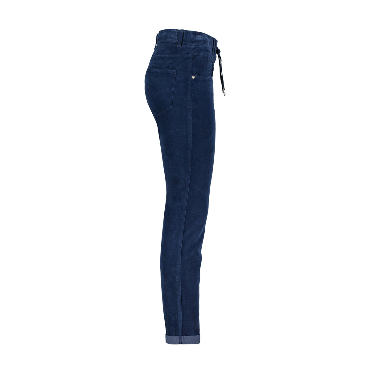 SRB4322 Jeans Blue Tessy Velvet Trouser Red Button