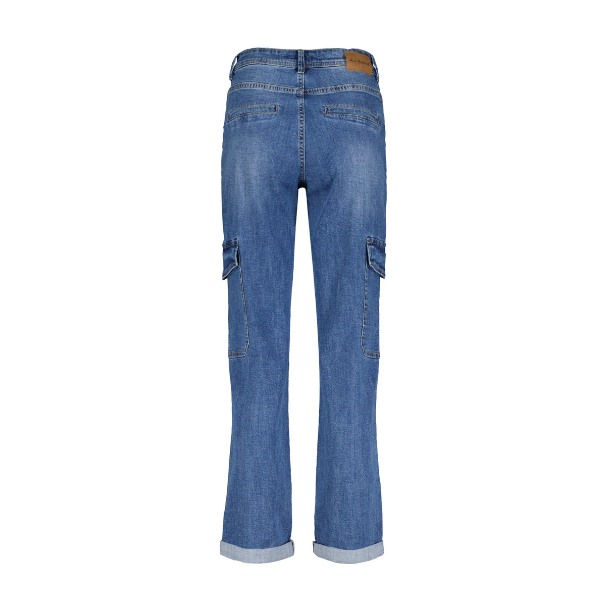 SRB4365 DARK STONE Cargo Denim Jeans+Pockets Red Button