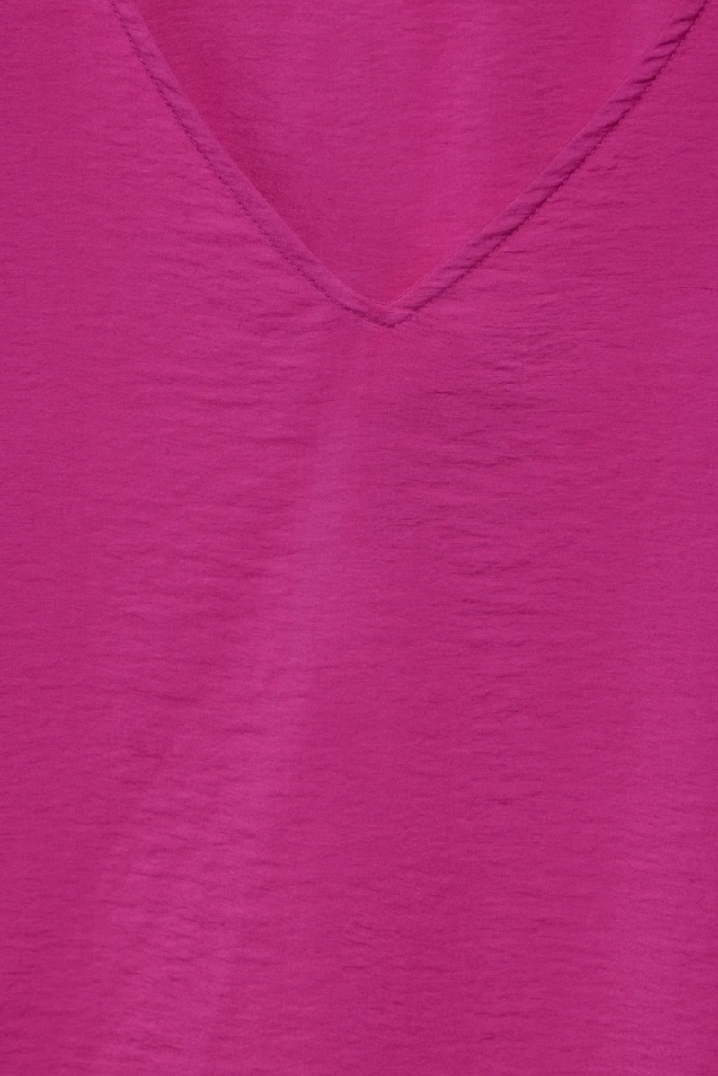 344956 Royal Fuchsia V-Neck Blouse With Smok Detail Street One