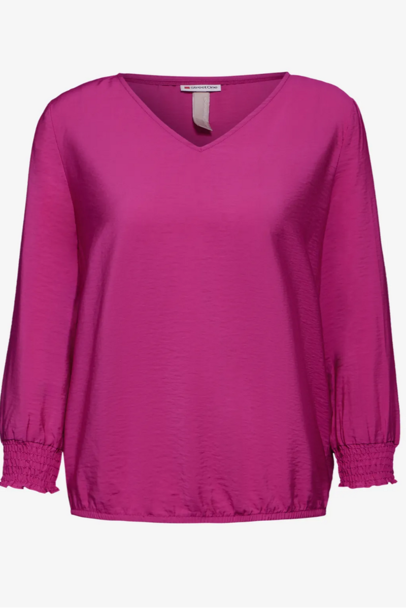 344956 Royal Fuchsia Blouse Col V Avec Détail Smok Street One