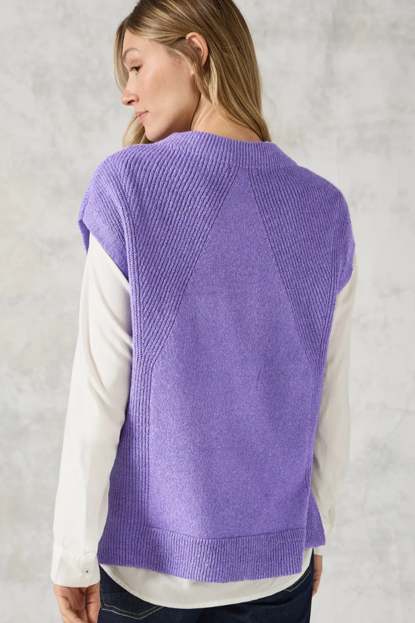 302960 Lilac Melange Cosy Structure Mix Knit Vest CECIL