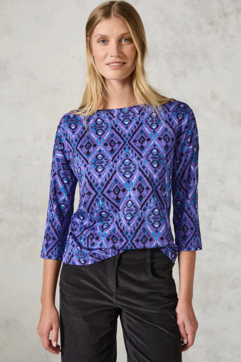 322275 Wild Lilac Multicolour Rhomb Button Top CECIL