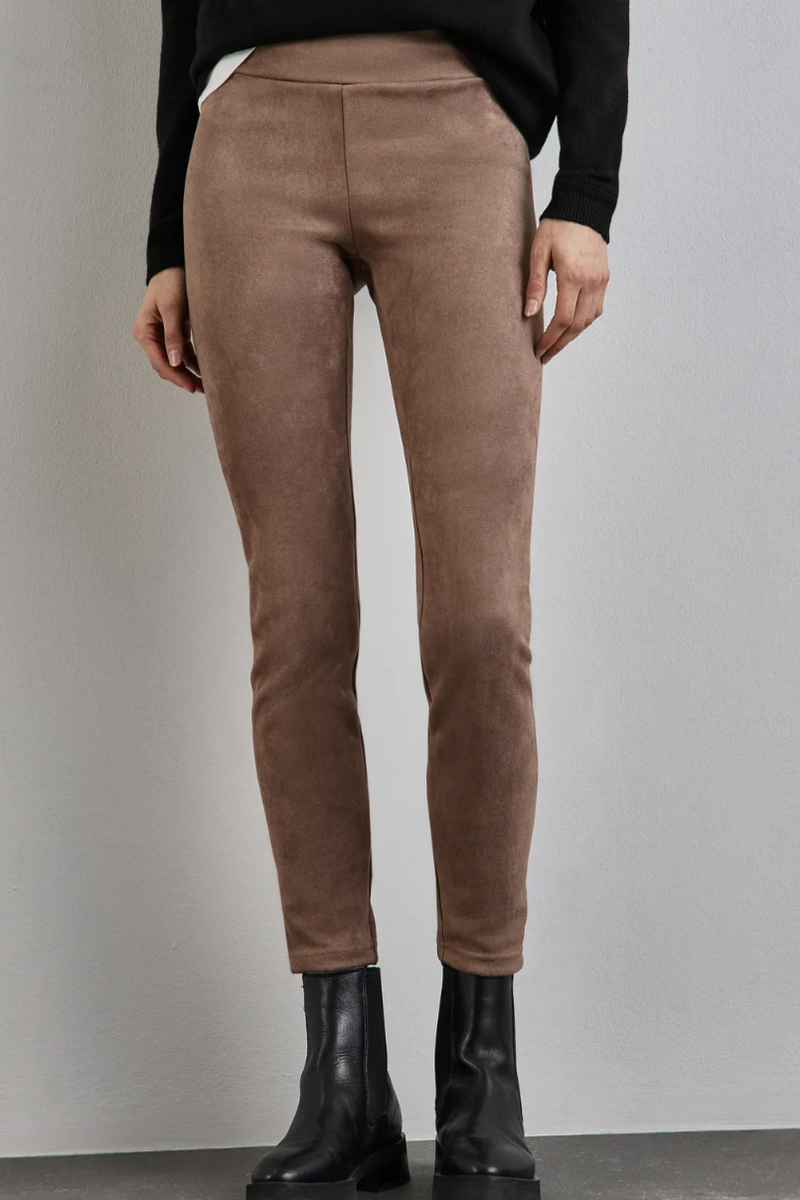 378310 Dark Mocha Beige Velour Leggings Street One