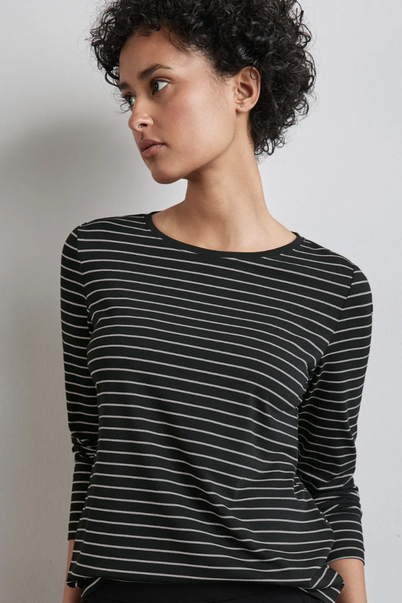 322228 Black Shiny Stripe Top Street One