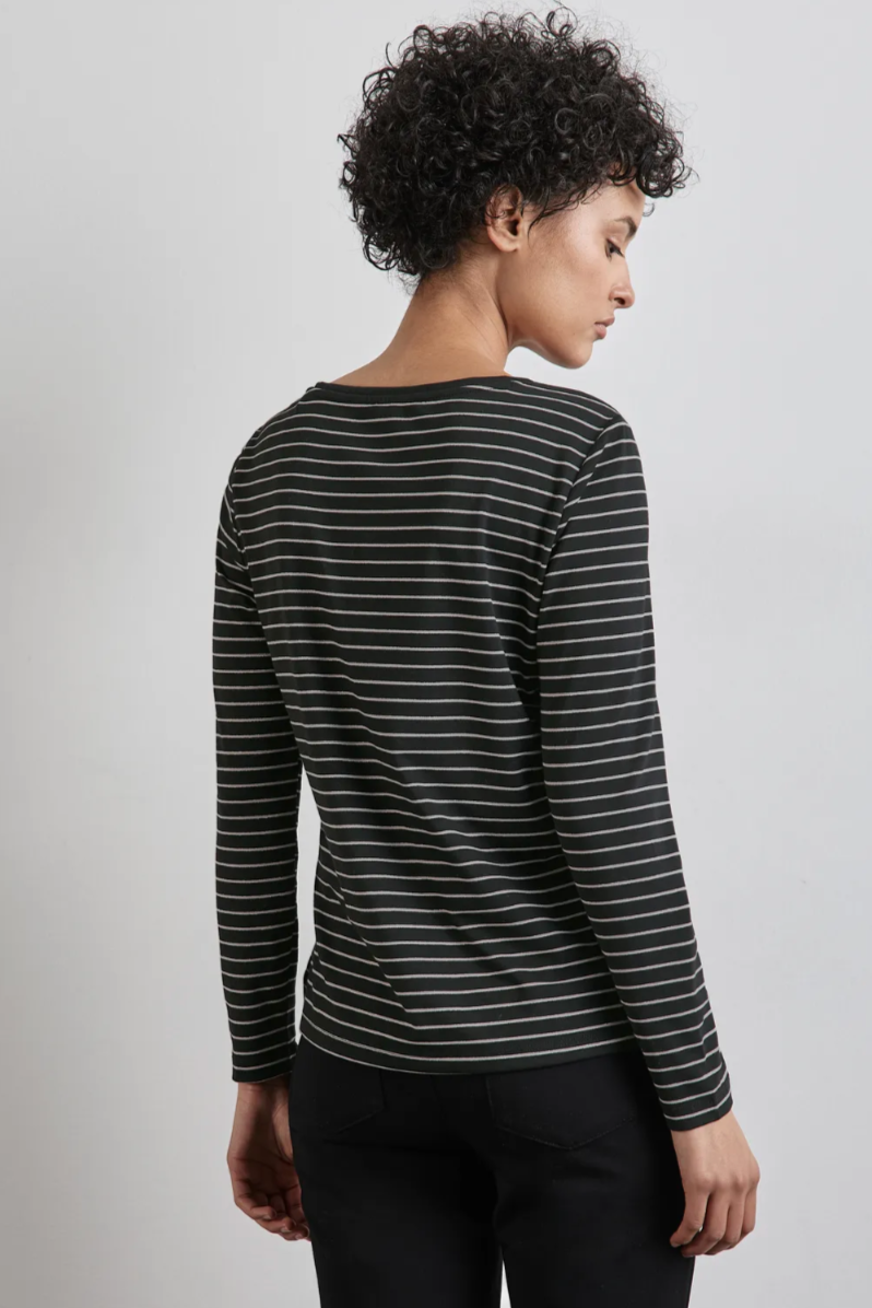 322228 Black Shiny Stripe Top Street One