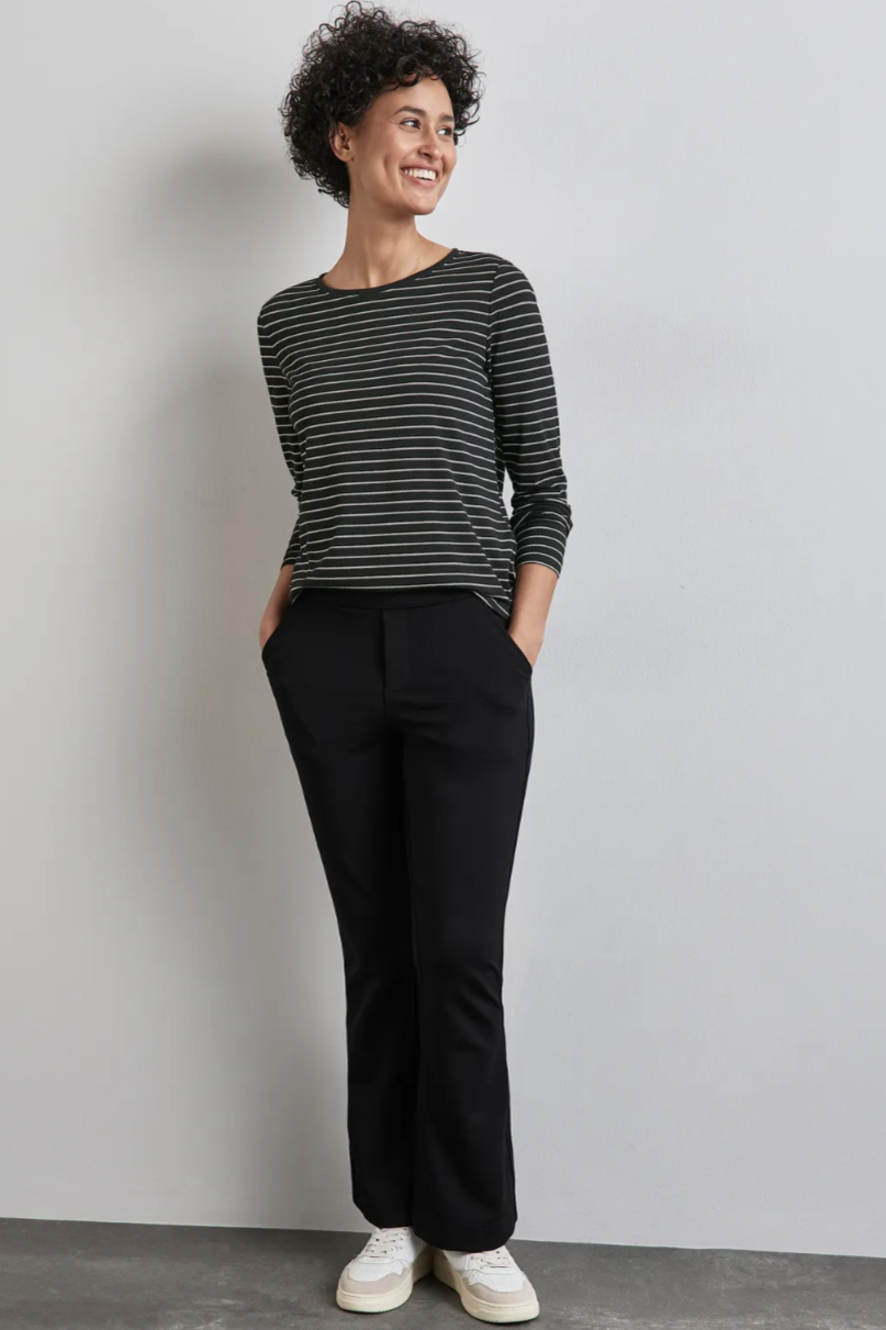 322228 Black Shiny Stripe Top Street One