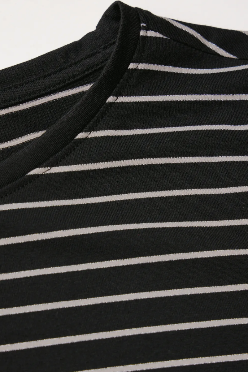 322228 Black Shiny Stripe Top Street One