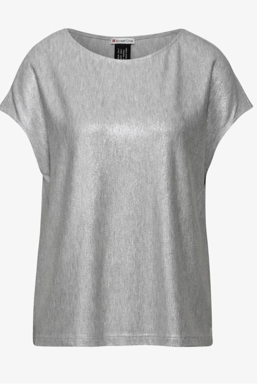 322359 Heather Grey Melange Silver Coated Top Street One