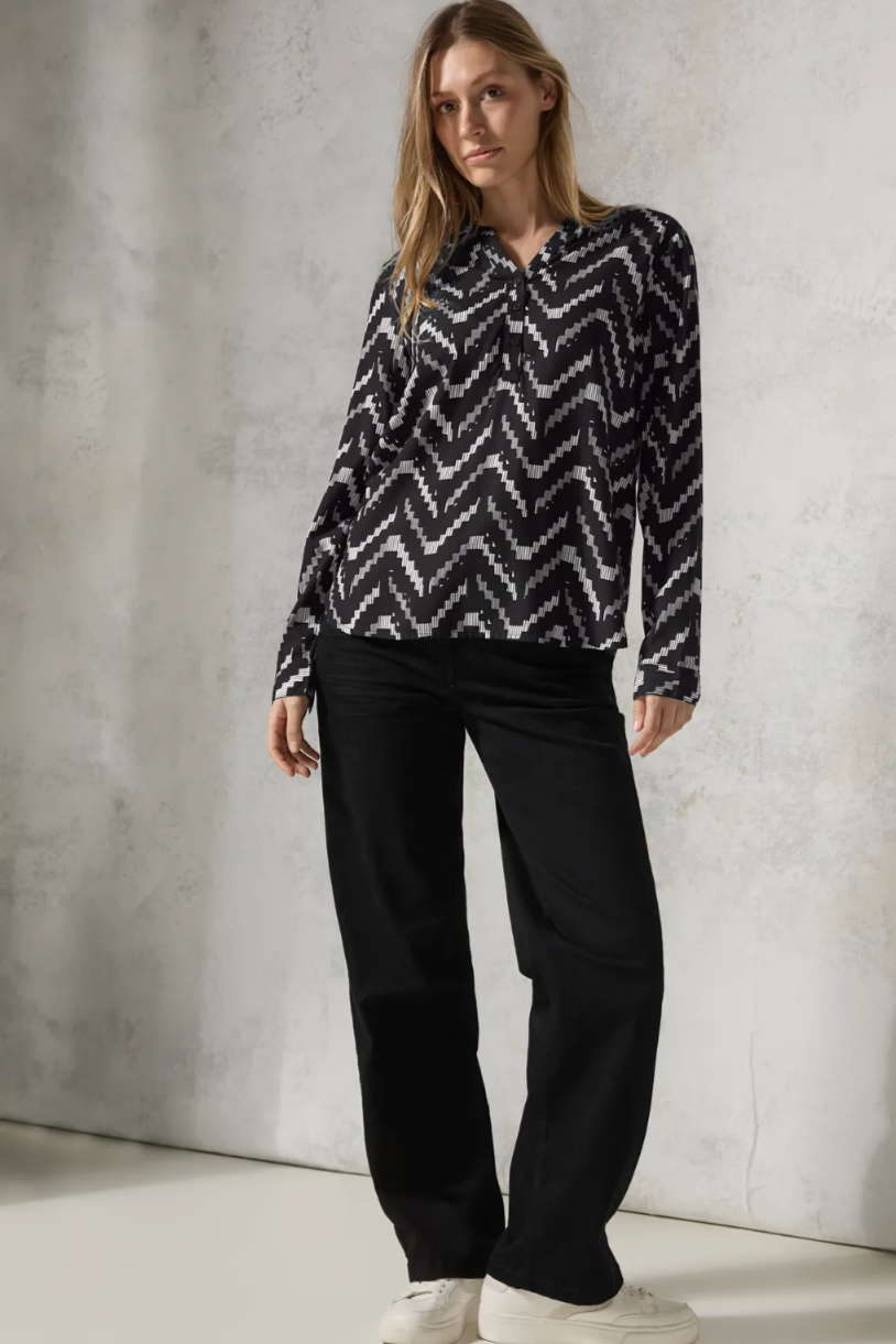 344948 Black All Over Print Blouse CECIL