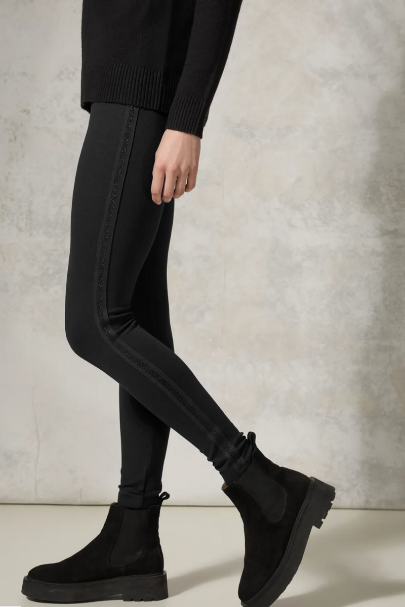 378378 Black Lurex Tape Leggings CECIL