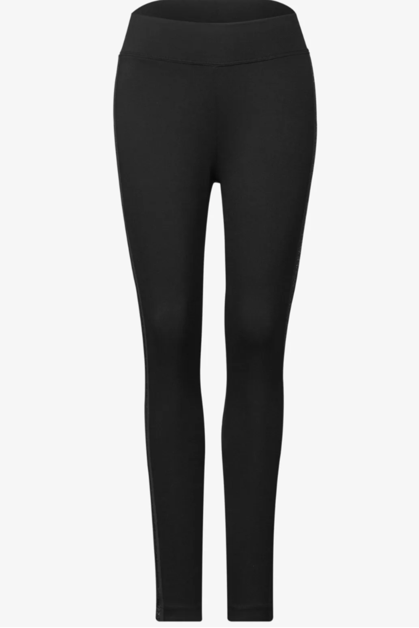 378378 Black Lurex Tape Leggings CECIL