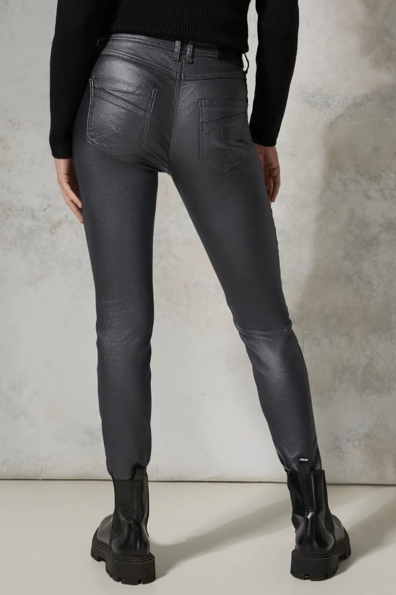 378412 Charcoal Silver Scarlett Coated Trouser CECIL