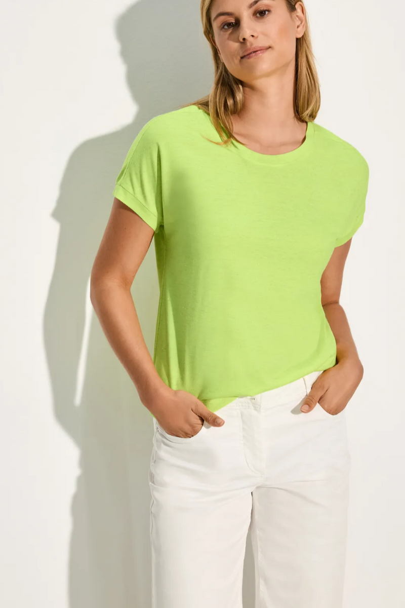 CECIL Soft Lime Melange Solid Lurex Top 321644