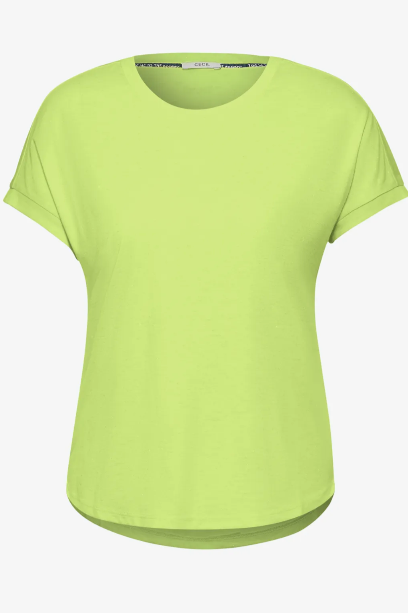 CECIL Soft Lime Melange Solid Lurex Top 321644