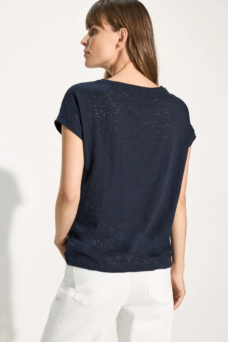 CECIL Universal Blue Degradee Top With Burnout 321926