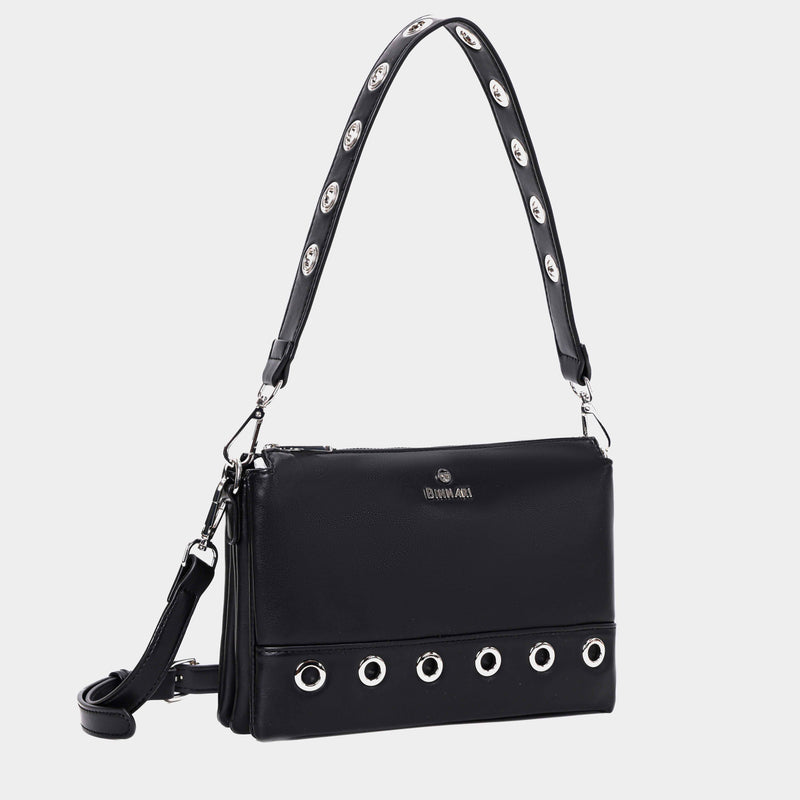 20302 Black Huelva Eyelet Handbag Binnari