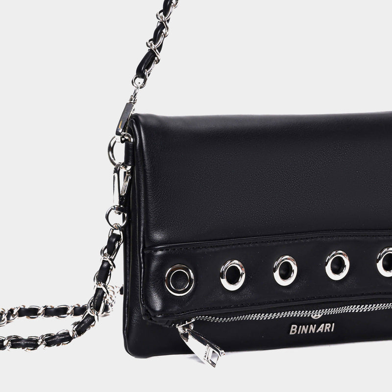 20303 Black Huelva Eyelet Shoulder Bag Binnari