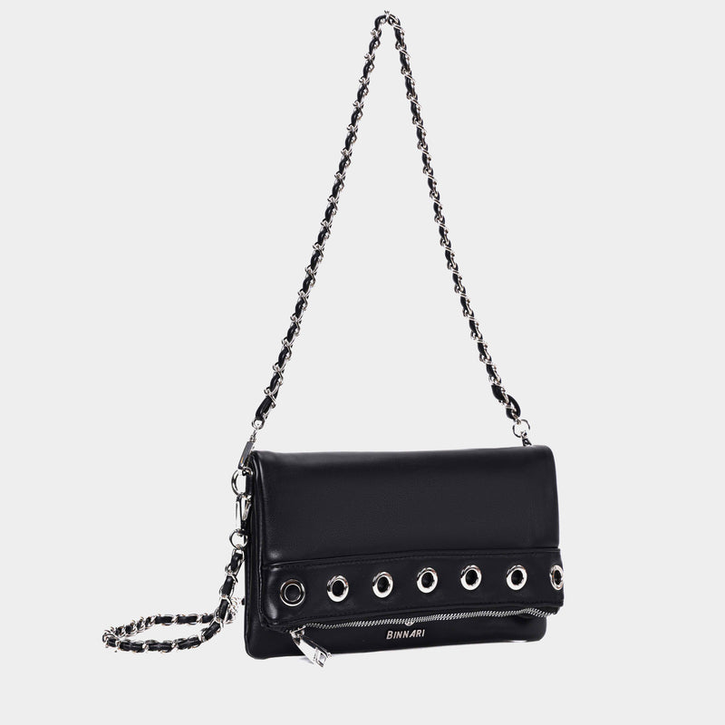 20303 Black Huelva Eyelet Shoulder Bag Binnari