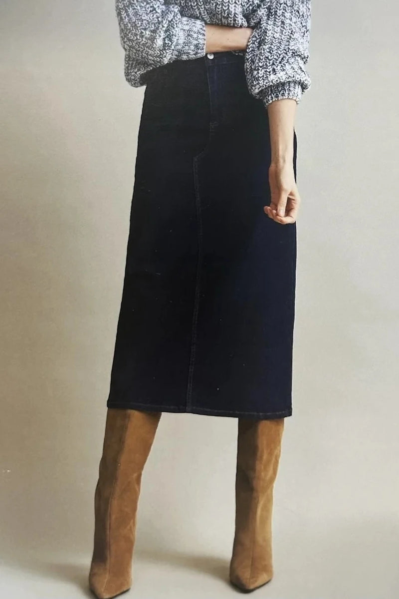 SRB4375 DARK BLUE Sibelle Skirt Red Button