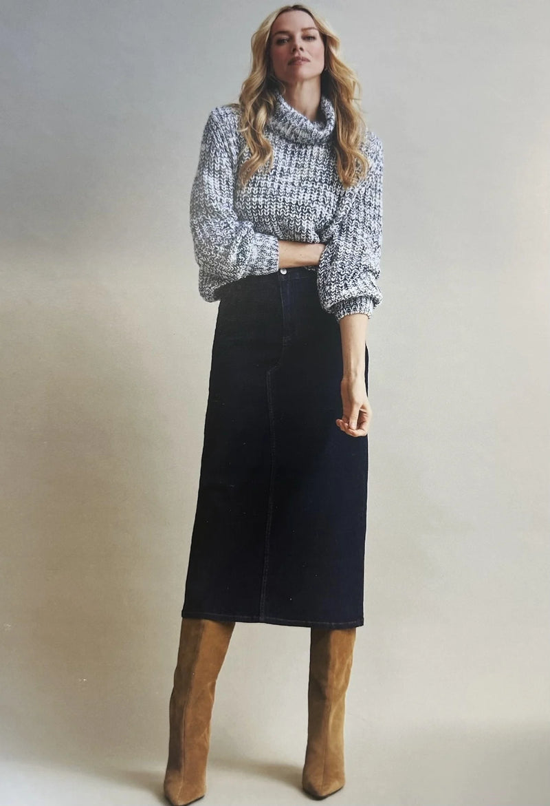 SRB4375 DARK BLUE Sibelle Skirt Red Button